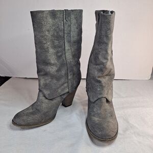 MIA Jeri Distressed Cuffed Boots Mid-Calf Women's 10M Gray Western